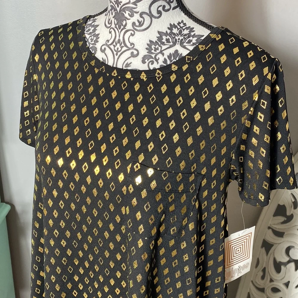 Lularoe Carly Dress Elegant Collection Black w/ Gold Shimmer Size XS NWT - Picture 5 of 10